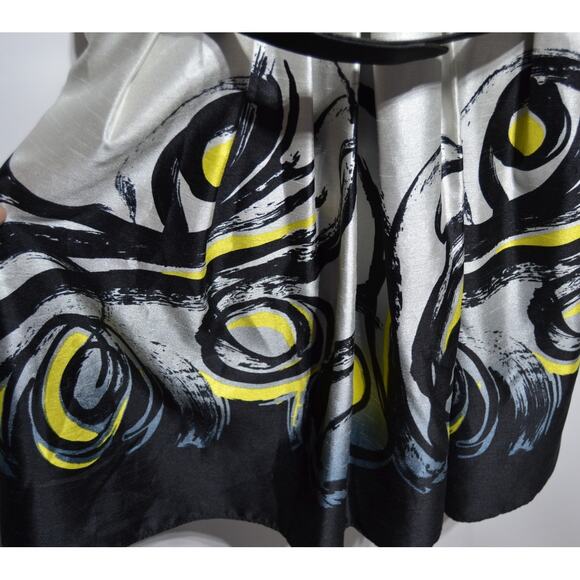 Evan-Picone Black Cream & Yellow Sleeveless Formal Dress Size 16 - Picture 6 of 12